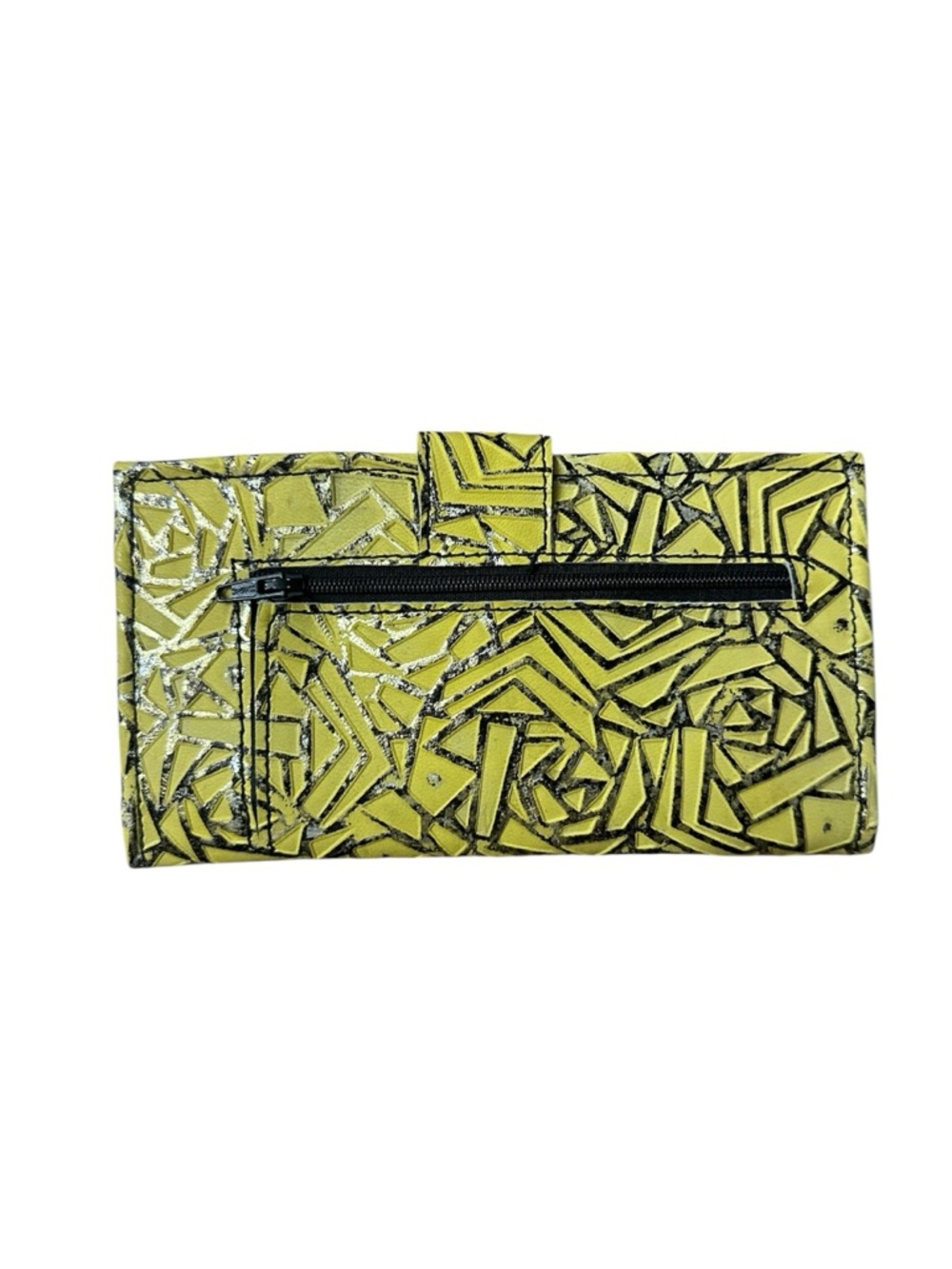 Yellow gold leather Geometric Wallet and cards holder - Picture 2 of 5